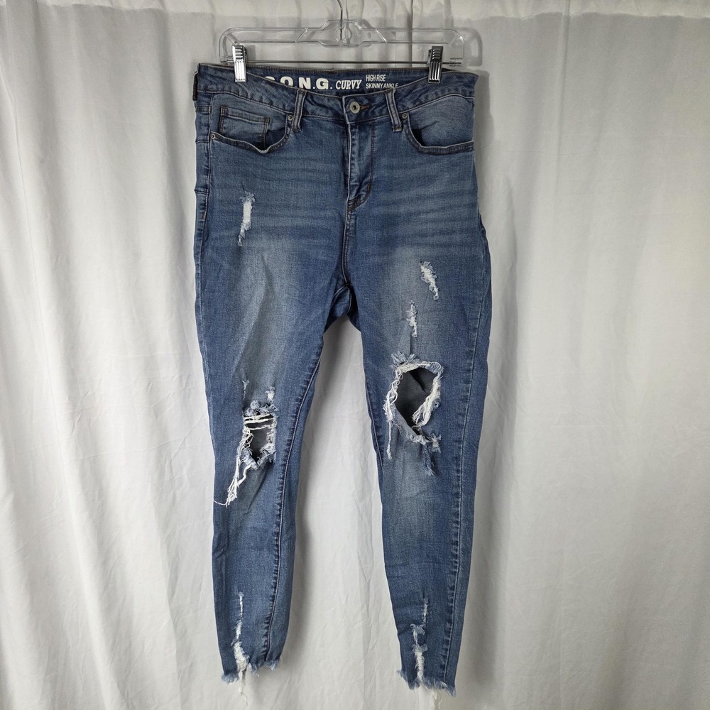 S.O.N.G. Jeans Juniors 11/30 Blue High Rise Curvy Skinny Ankle Stretch